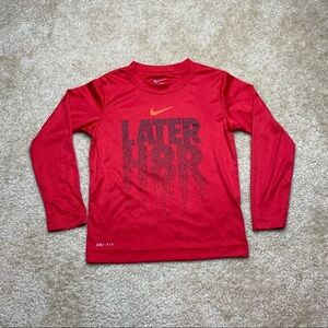 Nike Boys Dri Fit Red Long Sleeve Later H8er Shirt Size 4 XS